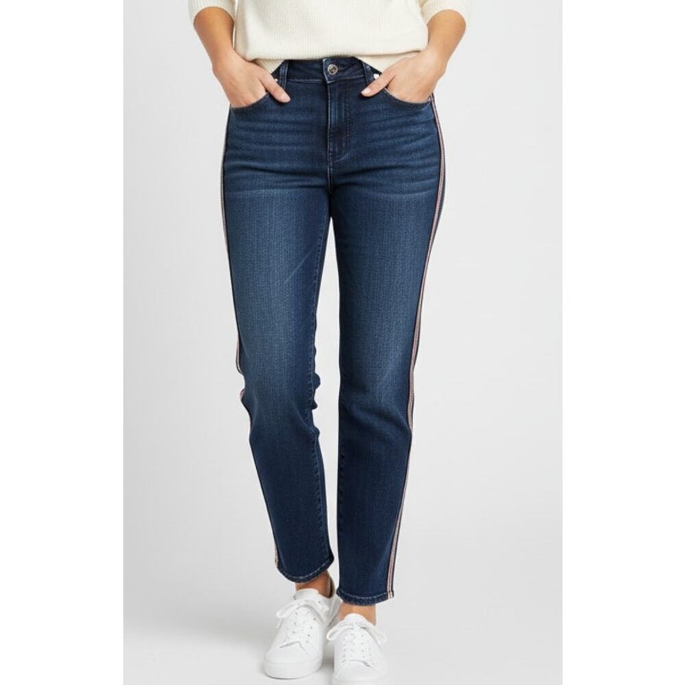 J. Crew Jeans Women 32 Dark Wash Vintage Straight Track Stripe Denim Jeans NEW!